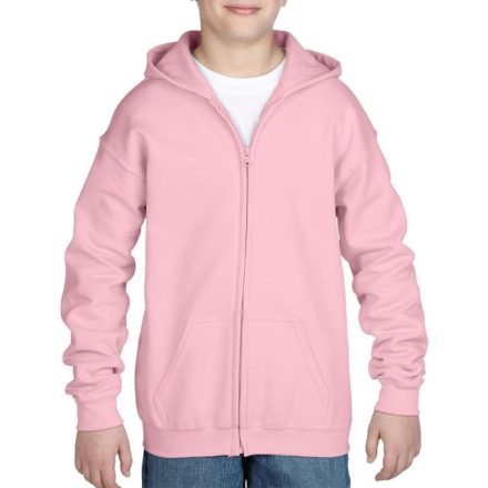 Gyermek pulóver zipzáras, kapucnis, rózsaszín