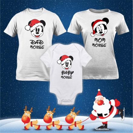 Karácsonyi póló szett 3 db-os Minnie, Mickey